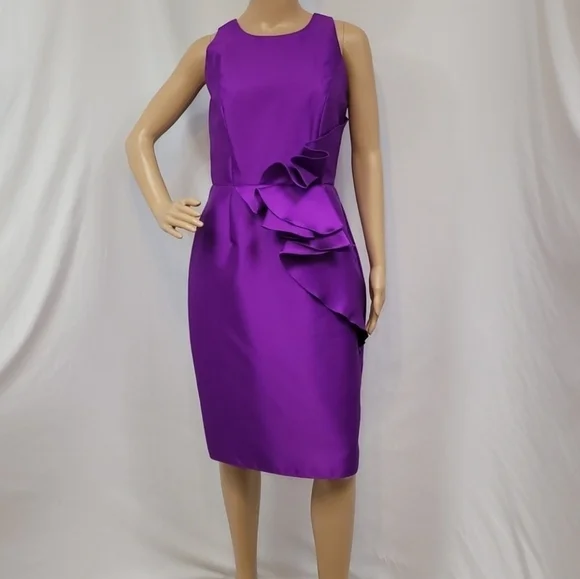 Carmen Marc Valvo | Dresses | Carmen Marc Valvo Ruffle Front Satin Crepe Cocktail Dress | Poshmark Carmen Marc Valvo | Dresses | Carmen Marc Valvo Ruffle Front Satin Crepe Cocktail Dress | Poshmark